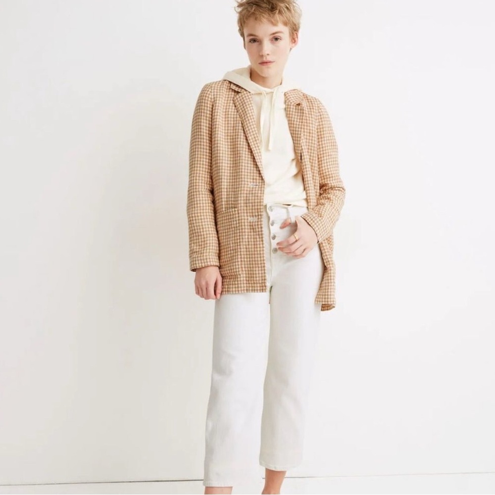 Madewell Tan Checkered Blazer
